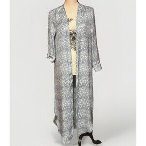 Cupcakes and Cashmere Gray Blue Graphic Print Maxi Shirt Women's Small Lagenlook